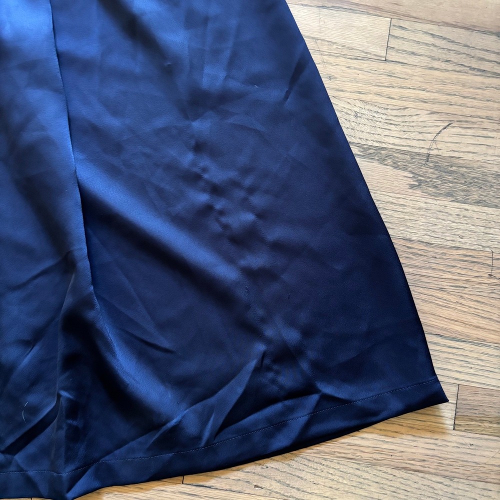 Ancosti Navy Blue Maxi Dress Small AN23SS5205 Ribbed Bodice Satin Skirt - Picture 8 of 9
